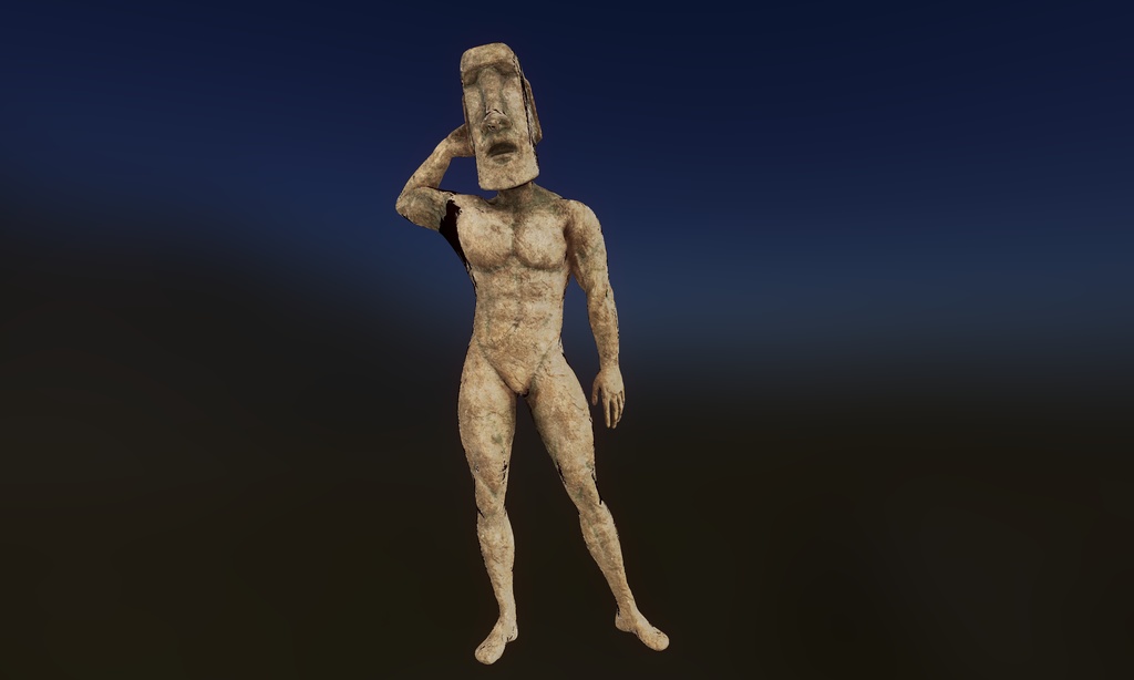 オリジナル モアイ男 3Dモデル