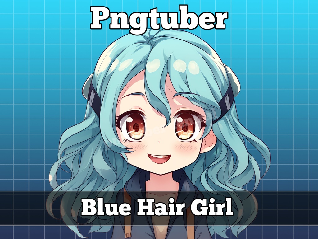 pngtuber, pngtuber premade, pngtuber overlay, pngtuber twitch, pngtuber model, pngtuber assets, anime girl blue hair