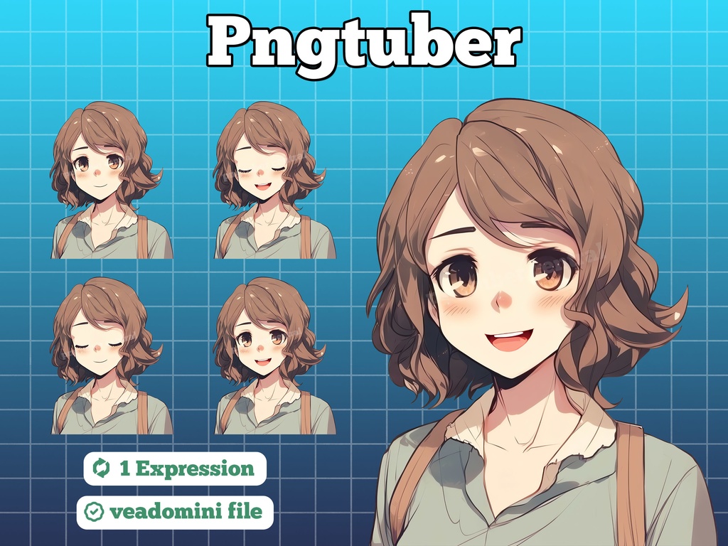 pngtuber, pngtuber premade, pngtuber overlay, pngtuber twitch, pngtuber model, pngtuber assets, anime girl brunette collar