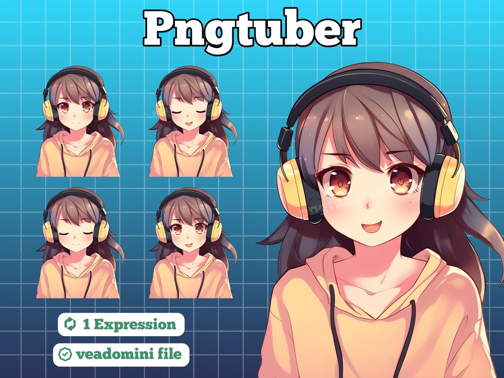 pngtuber, pngtuber premade, pngtuber overlay, pngtuber twitch, pngtuber model, pngtuber assets, anime girl headhpones