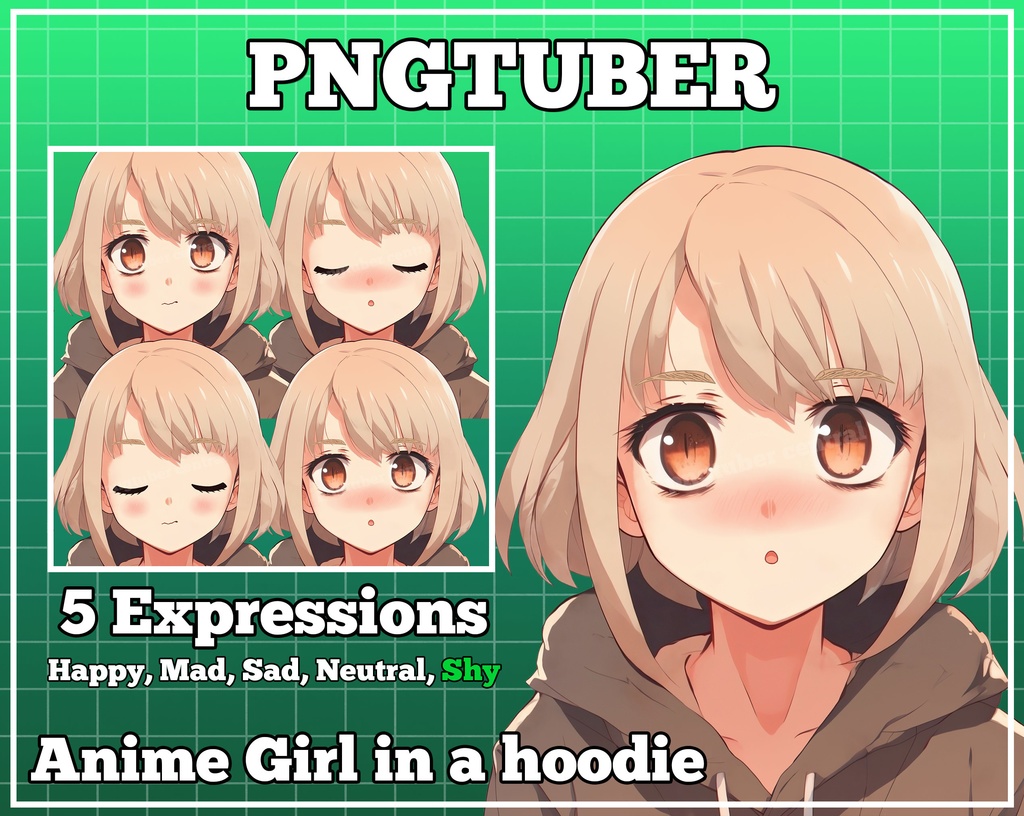 pngtuber, pngtuber premade, pngtuber overlay, pngtuber twitch, pngtuber model, pngtuber assets, anime girl in a hoodie