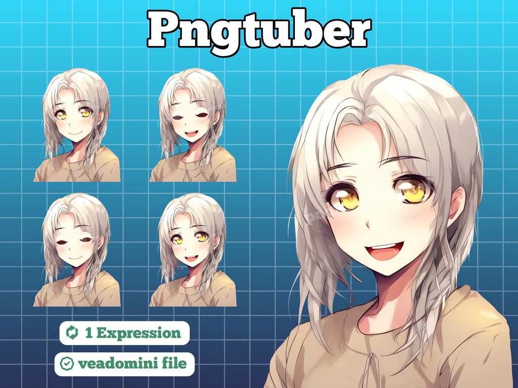 pngtuber, pngtuber premade, pngtuber overlay, pngtuber twitch, pngtuber model, pngtuber assets, anime girl silver hair