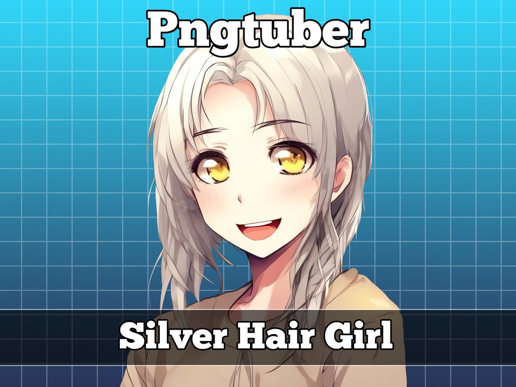 pngtuber, pngtuber premade, pngtuber overlay, pngtuber twitch, pngtuber model, pngtuber assets, anime girl silver hair