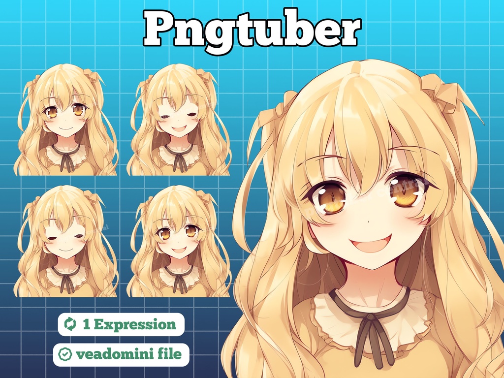 pngtuber, pngtuber premade, pngtuber overlay, pngtuber twitch, pngtuber model, pngtuber assets, anime girl yellow hair