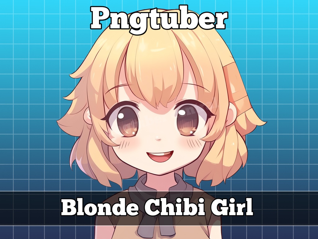 pngtuber, pngtuber premade, pngtuber overlay, pngtuber twitch, pngtuber model, pngtuber assets,  blonde chibi girl
