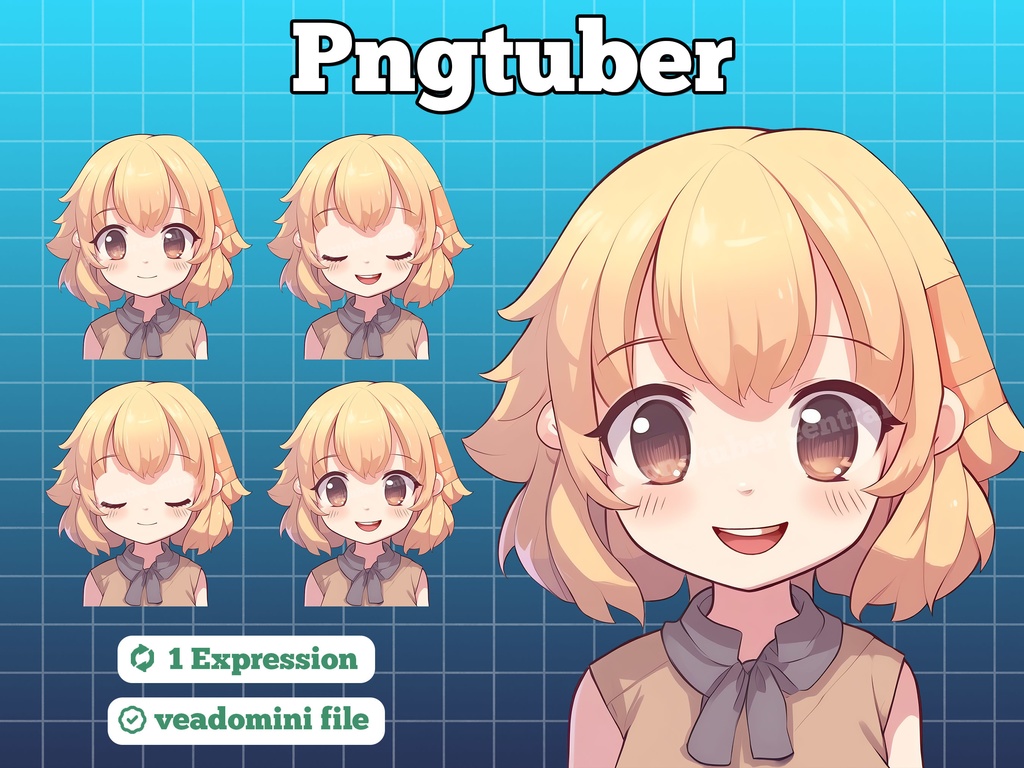 pngtuber, pngtuber premade, pngtuber overlay, pngtuber twitch, pngtuber model, pngtuber assets, blonde chibi girl