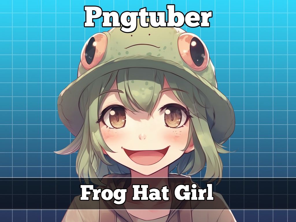pngtuber, pngtuber premade, pngtuber overlay, pngtuber twitch, pngtuber model, pngtuber assets, girl in a frog hat