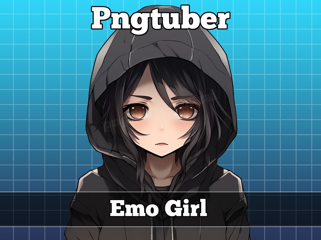 pngtuber, pngtuber premade, pngtuber overlay, pngtuber twitch, pngtuber model, pngtuber assets, Emo Girl