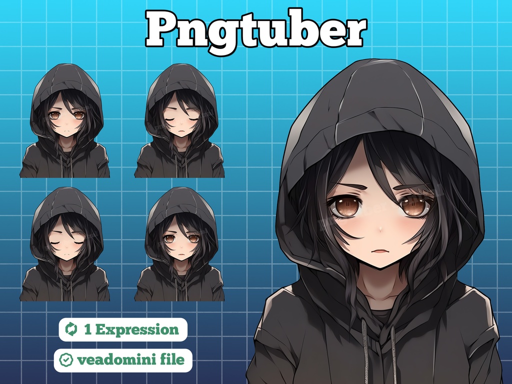 pngtuber, pngtuber premade, pngtuber overlay, pngtuber twitch, pngtuber model, pngtuber assets, Emo Girl