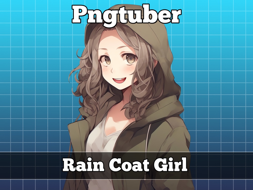 pngtuber, pngtuber premade, pngtuber overlay, pngtuber twitch, pngtuber model, pngtuber assets, Rain Coat Girl
