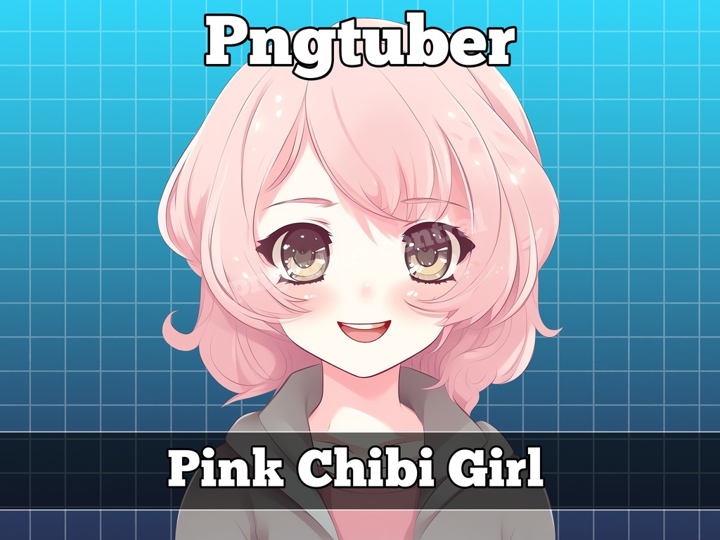 pngtuber, pngtuber premade, pngtuber overlay, pngtuber twitch, pngtuber model, pngtuber assets, Pink Chibi Girl