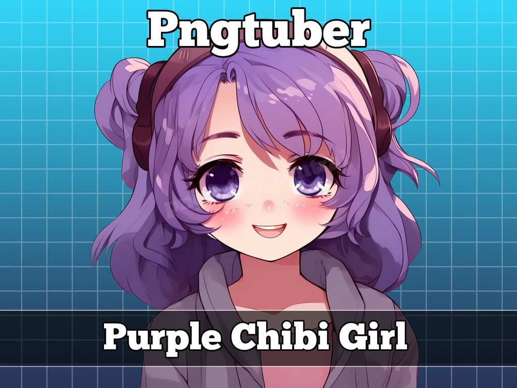 pngtuber, pngtuber premade, pngtuber overlay, pngtuber twitch, pngtuber model, pngtuber assets, purple chibi girl