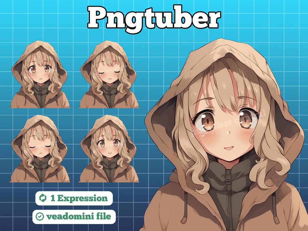 pngtuber, pngtuber premade, pngtuber overlay, pngtuber twitch, pngtuber model, pngtuber assets, rain jacket girl