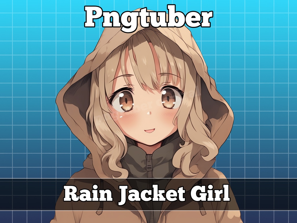 pngtuber, pngtuber premade, pngtuber overlay, pngtuber twitch, pngtuber model, pngtuber assets, rain jacket girl