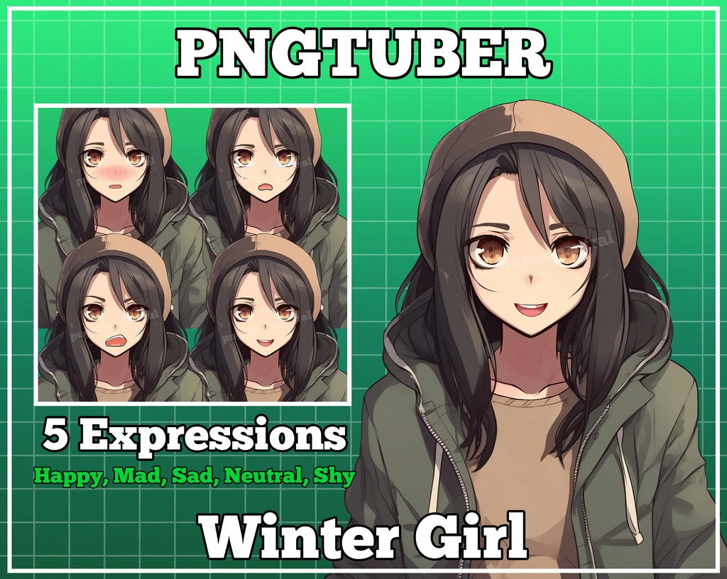 pngtuber, pngtuber premade, pngtuber overlay, pngtuber twitch, pngtuber model, pngtuber assets, winter girl