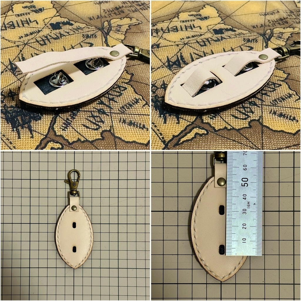 ピンバッジを並べてキーホルダーにするやつ