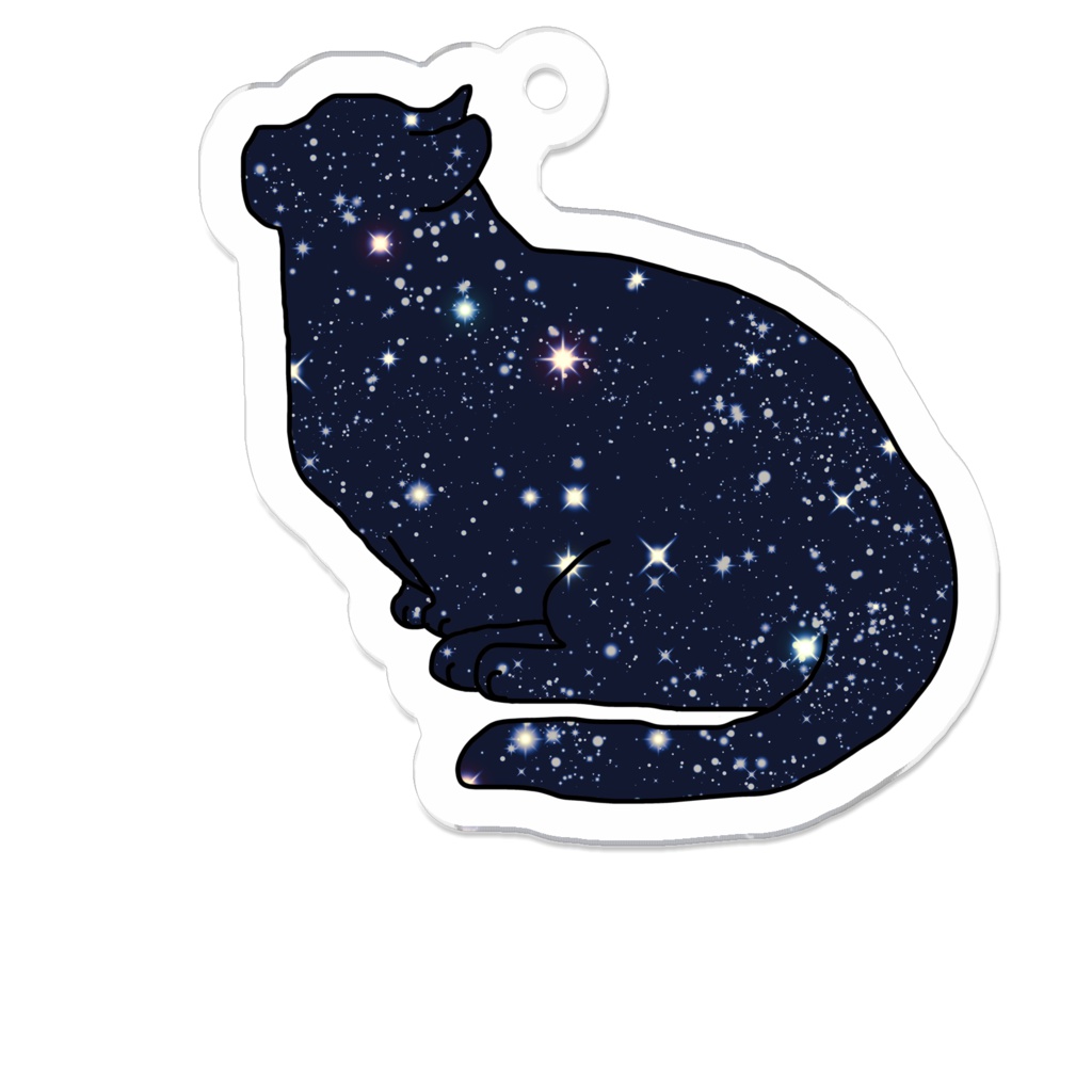 夜空ねこアクリルキーホルダー