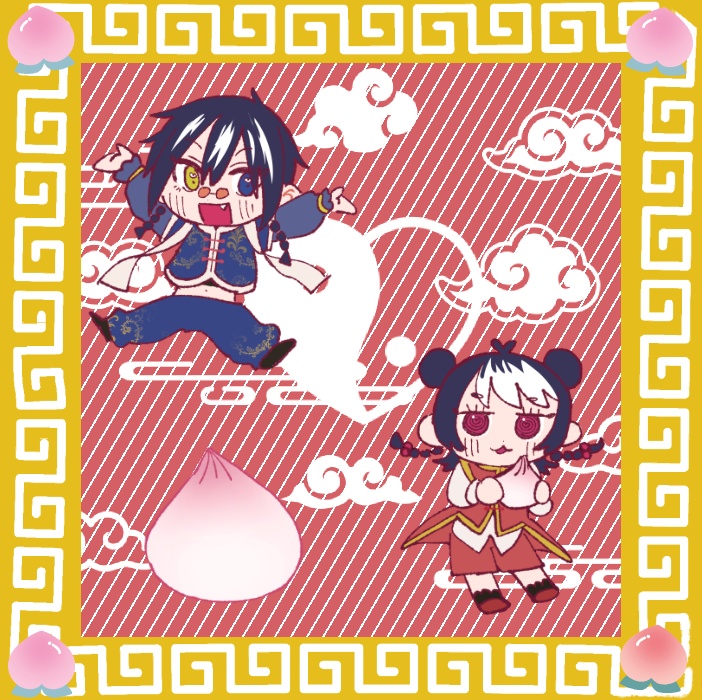 白黒チャイナコンビシャカシャカアクキー