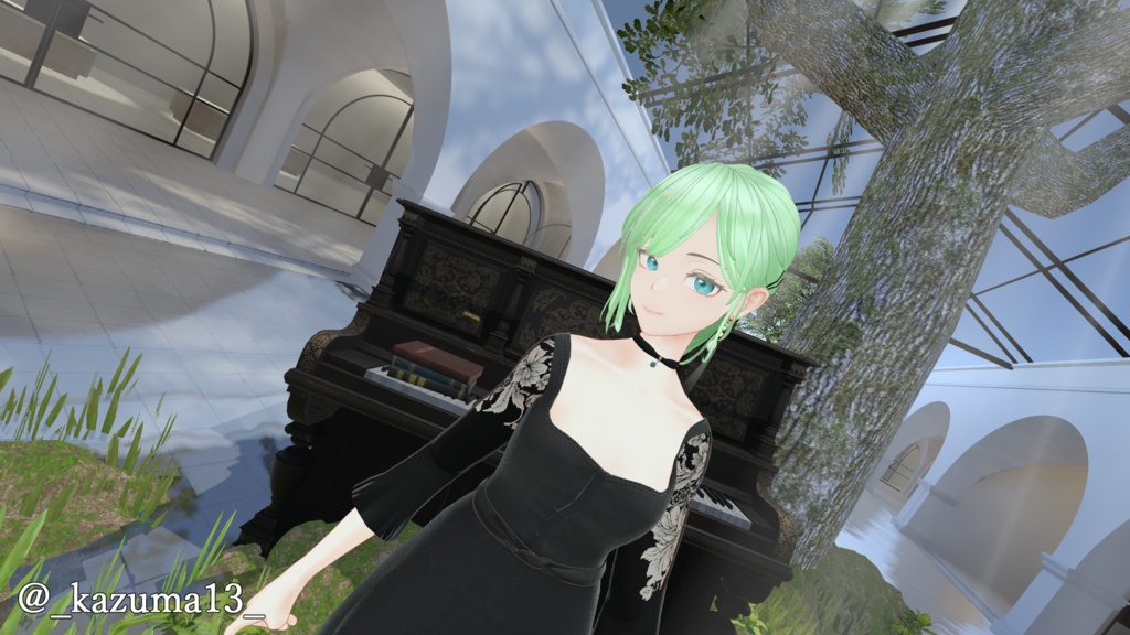 Fluctua対応 Black Petal one piece