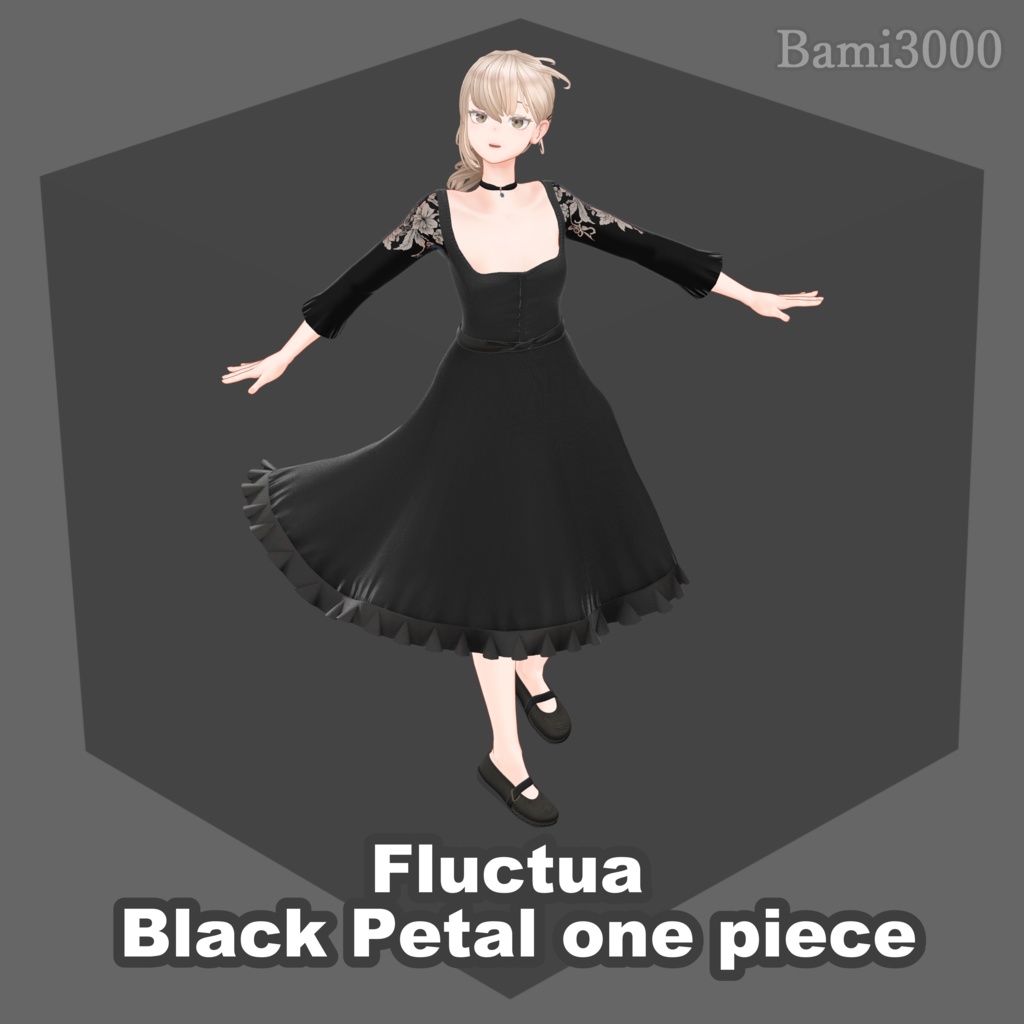 Fluctua対応 　Black Petal one piece