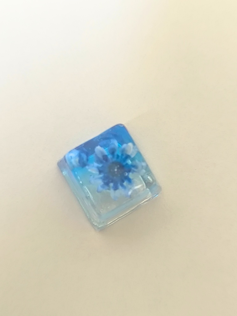 透明感ブルーフラワーキーキャップ