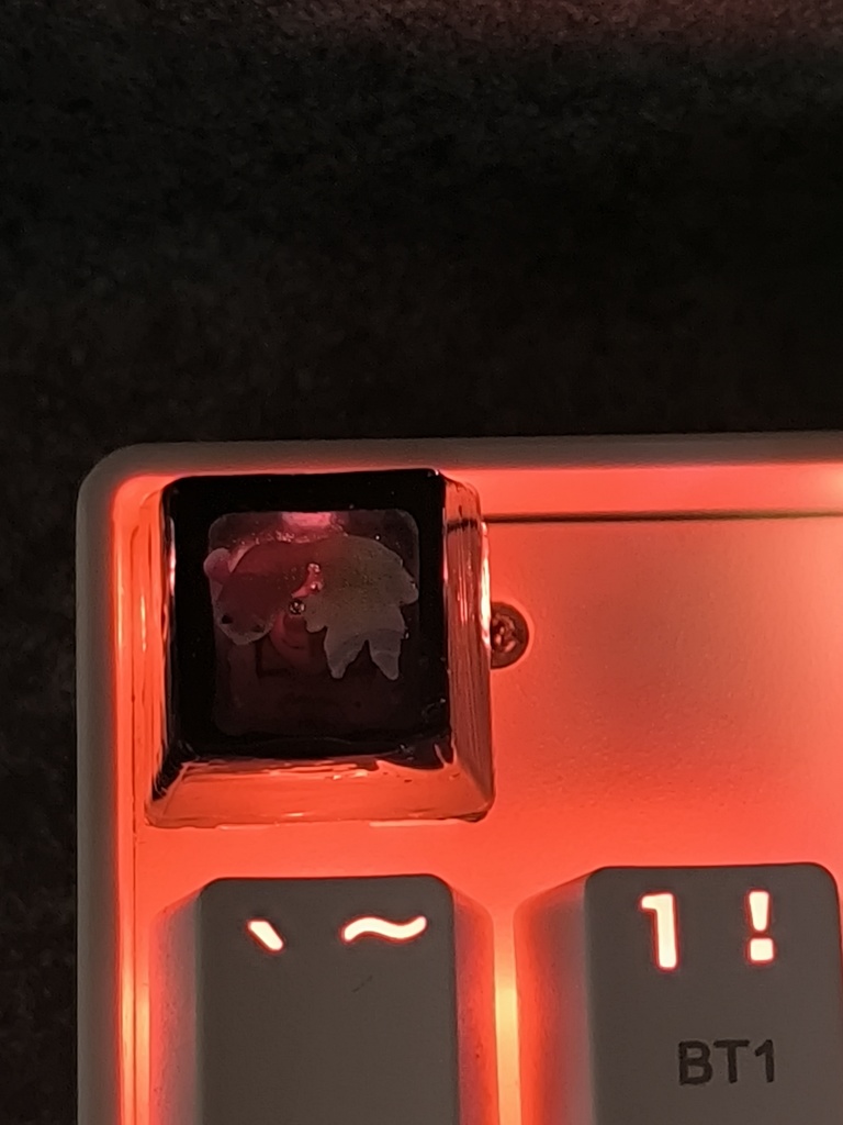 透明ブラックレジン × 虹色金魚キーキャップ - 涼しげな夏の和風デザイン