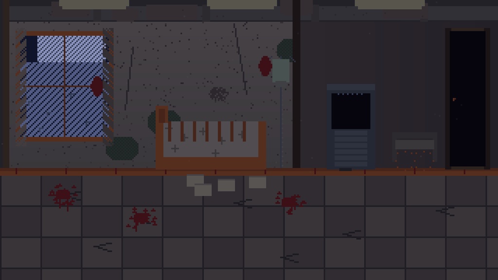 【ドット絵GIF】廃墟病院 背景素材セット【TRPG/CoC/ホラー】通常+血痕差分