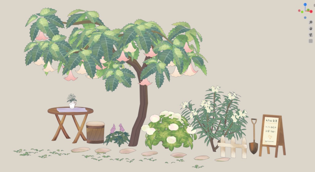 すずはなガーデンセット / 無料3Dモデル