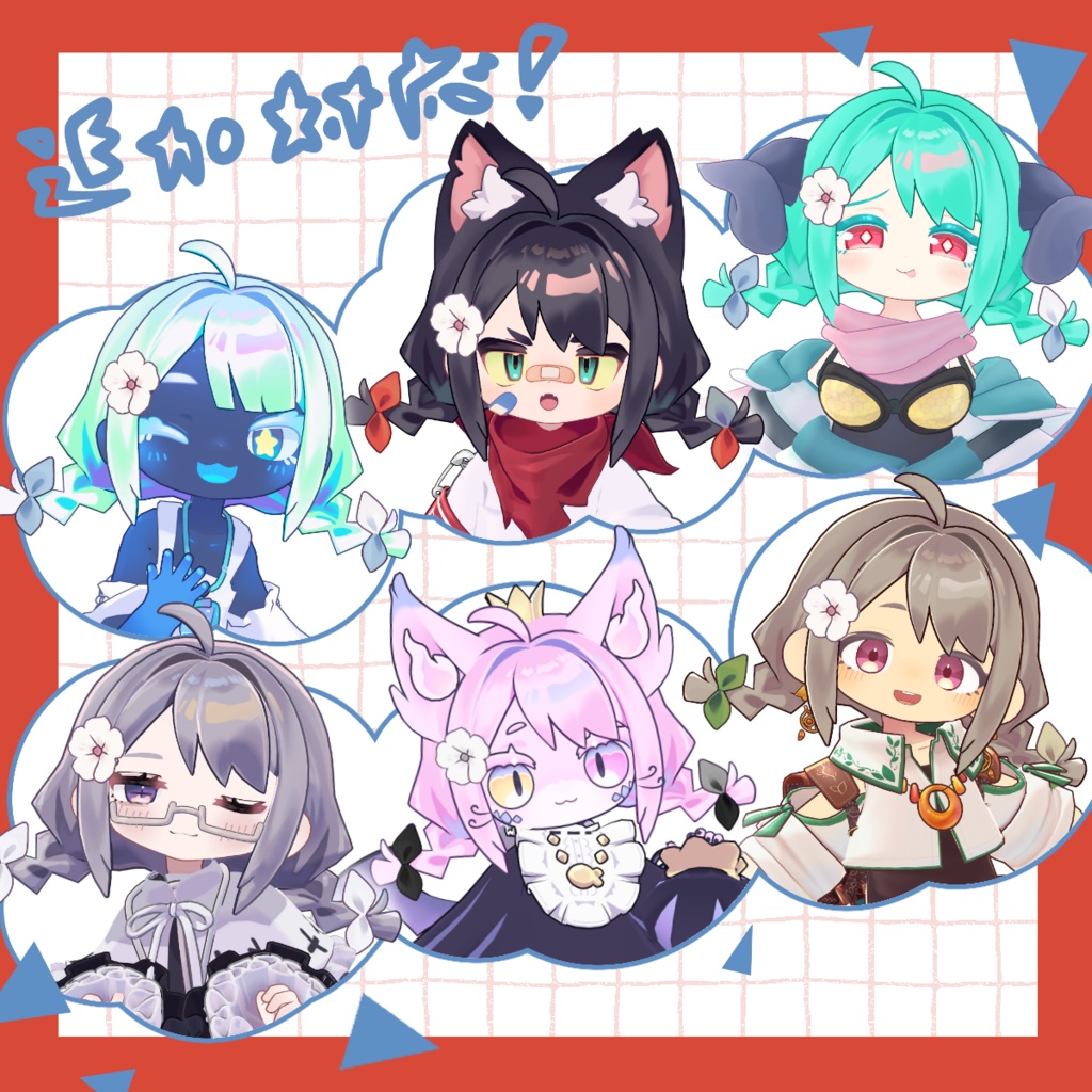 【10アバター対応】パッチワークワンピース &【20アバター対応】みつあみヘア / 3D衣装