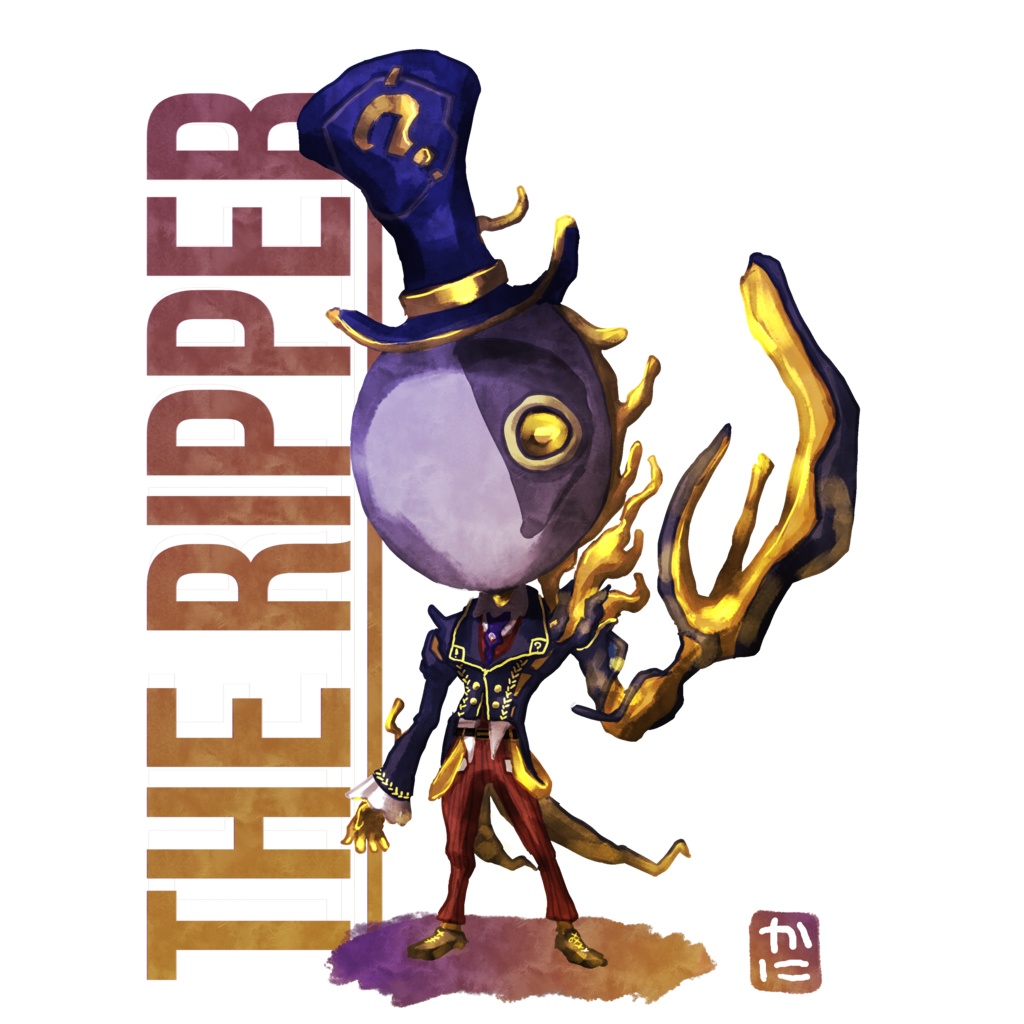 リッパー(金のテンタクル)パーカー フロントプリント黒