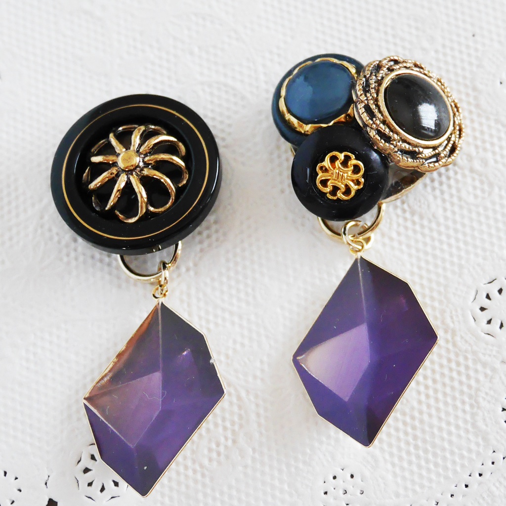 【1点もの】ボタンアクセサリー イヤリング/ピアス