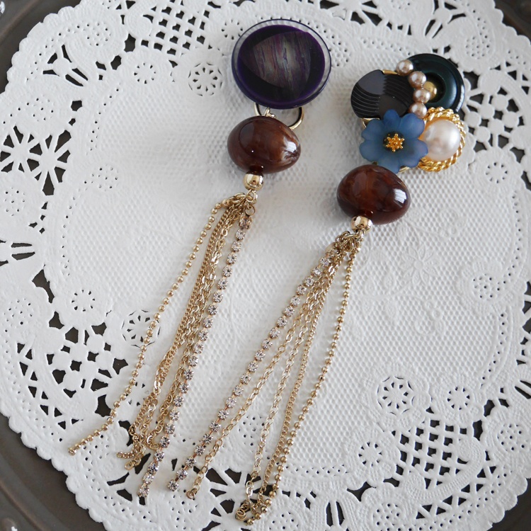 【1点もの】ボタンアクセサリー イヤリング/ピアス