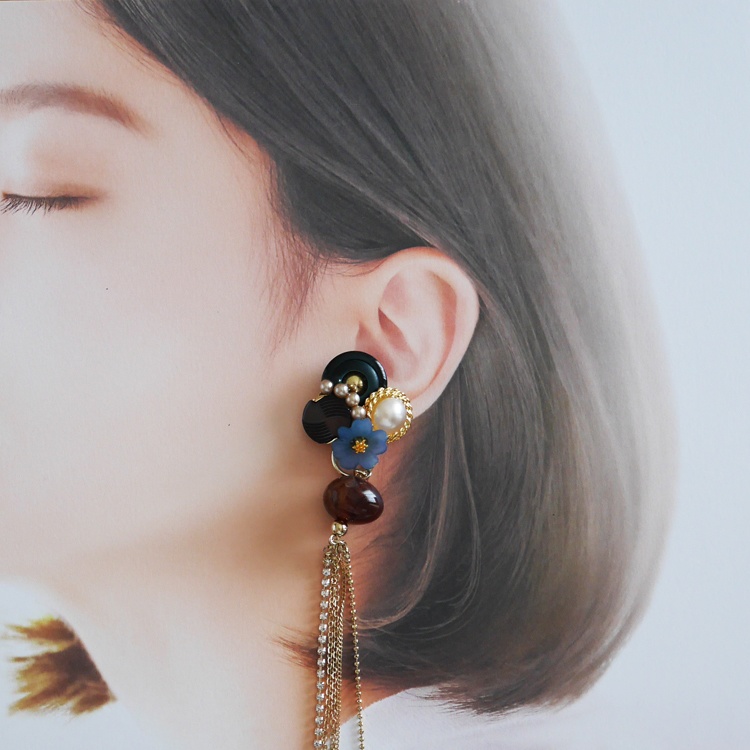 【1点もの】ボタンアクセサリー イヤリング/ピアス