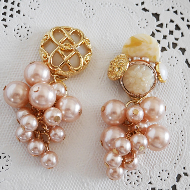 【1点もの】ボタンアクセサリー イヤリング/ピアス