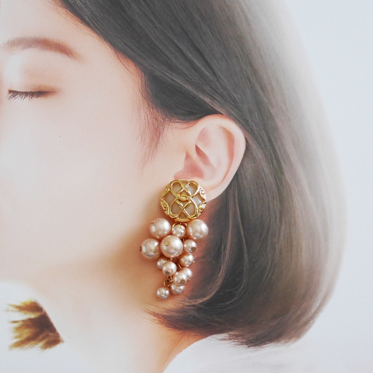 【1点もの】ボタンアクセサリー イヤリング/ピアス