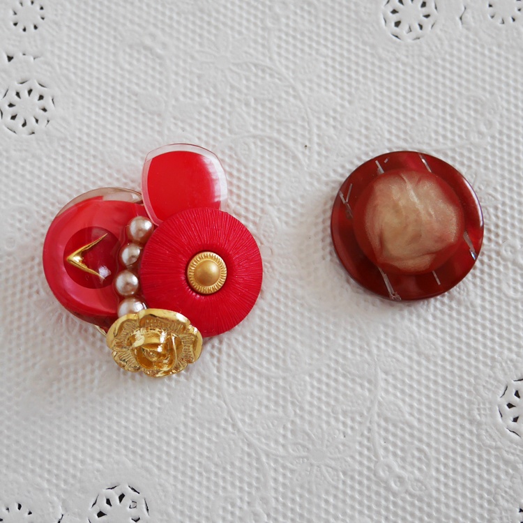 【1点もの】ボタンアクセサリー イヤリング/ピアス