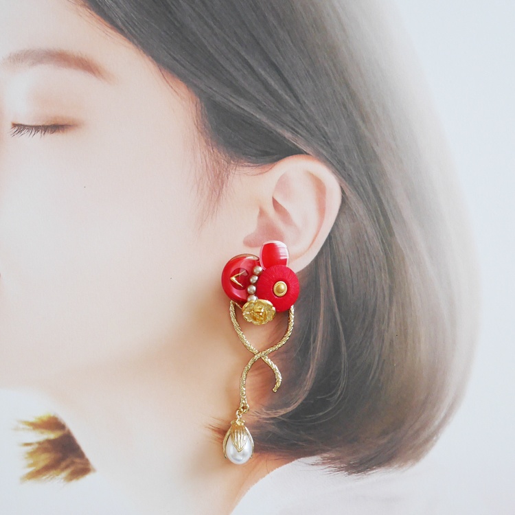 【1点もの】ボタンアクセサリー イヤリング/ピアス
