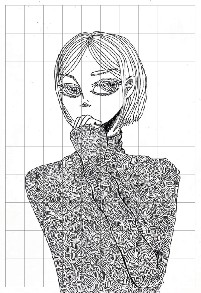 口元を隠した女性