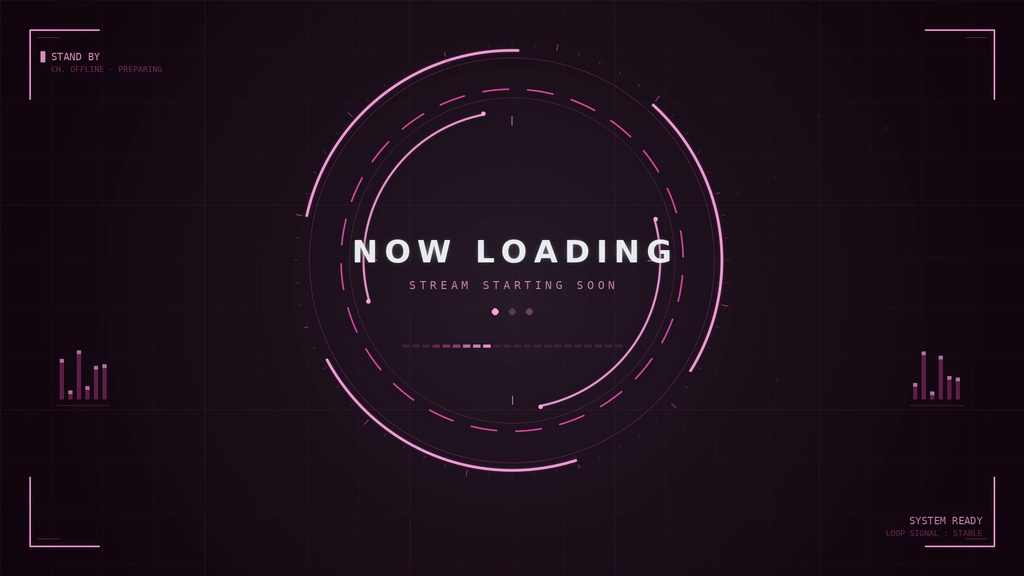 【配信用】NOW LOADING 待機画面 ループ背景素材【3色セット】