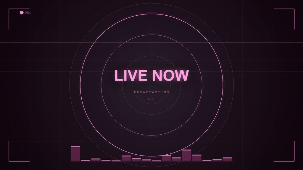 【配信用】LIVE NOW 配信中画面 ネオンパルス ループ背景素材【3色セット】