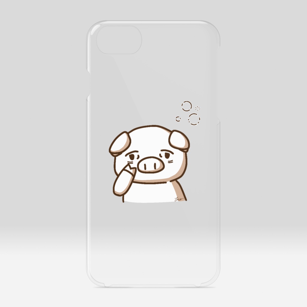ぷた疲労[薄茶色]クリアiPhoneケース