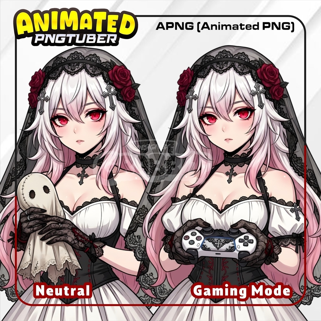 Cute Goth Ghost Girl l Female PNGTuber | Twitch Stream - Vtuber Model - Premade Vtuber - Veadotube Model