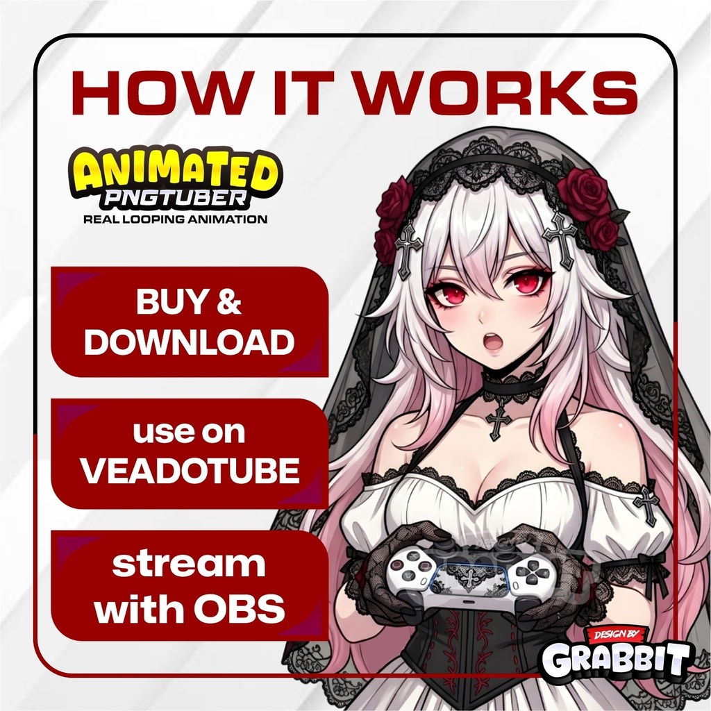Cute Goth Ghost Girl l Female PNGTuber | Twitch Stream - Vtuber Model - Premade Vtuber - Veadotube Model