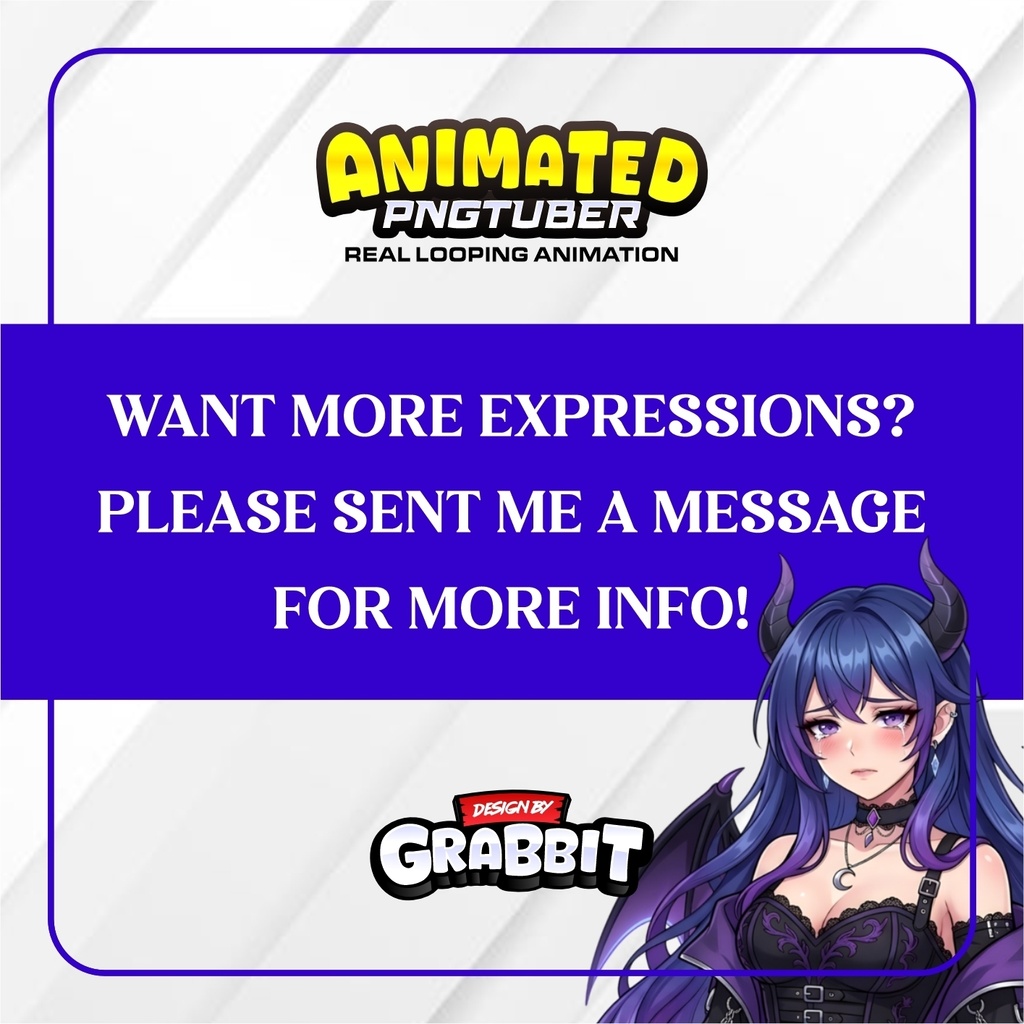 Succubus PNGTuber Model | Gothic Demon Girl Anime PNG Avatar | 5 emotions | Veadotube Mini Avatar