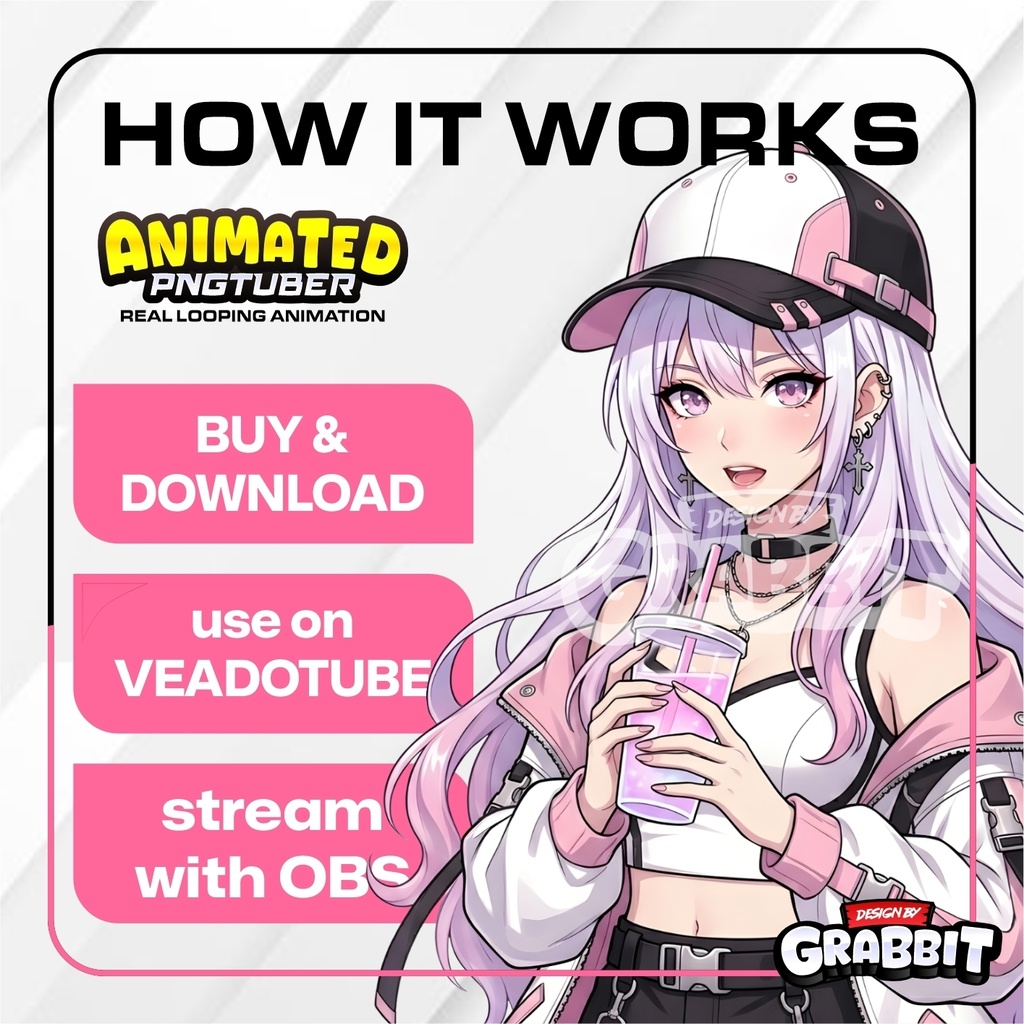 Pink Idol Streetwear PNGTuber model | Pink Anime PNG Avatar | Kawaii Gamer Girl PNGTuber | Veadotube Streamer Avatar