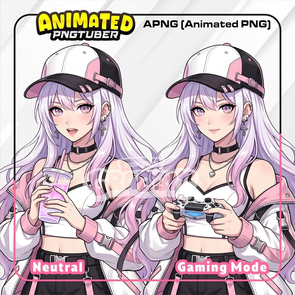Pink Idol Streetwear PNGTuber model | Pink Anime PNG Avatar | Kawaii Gamer Girl PNGTuber | Veadotube Streamer Avatar