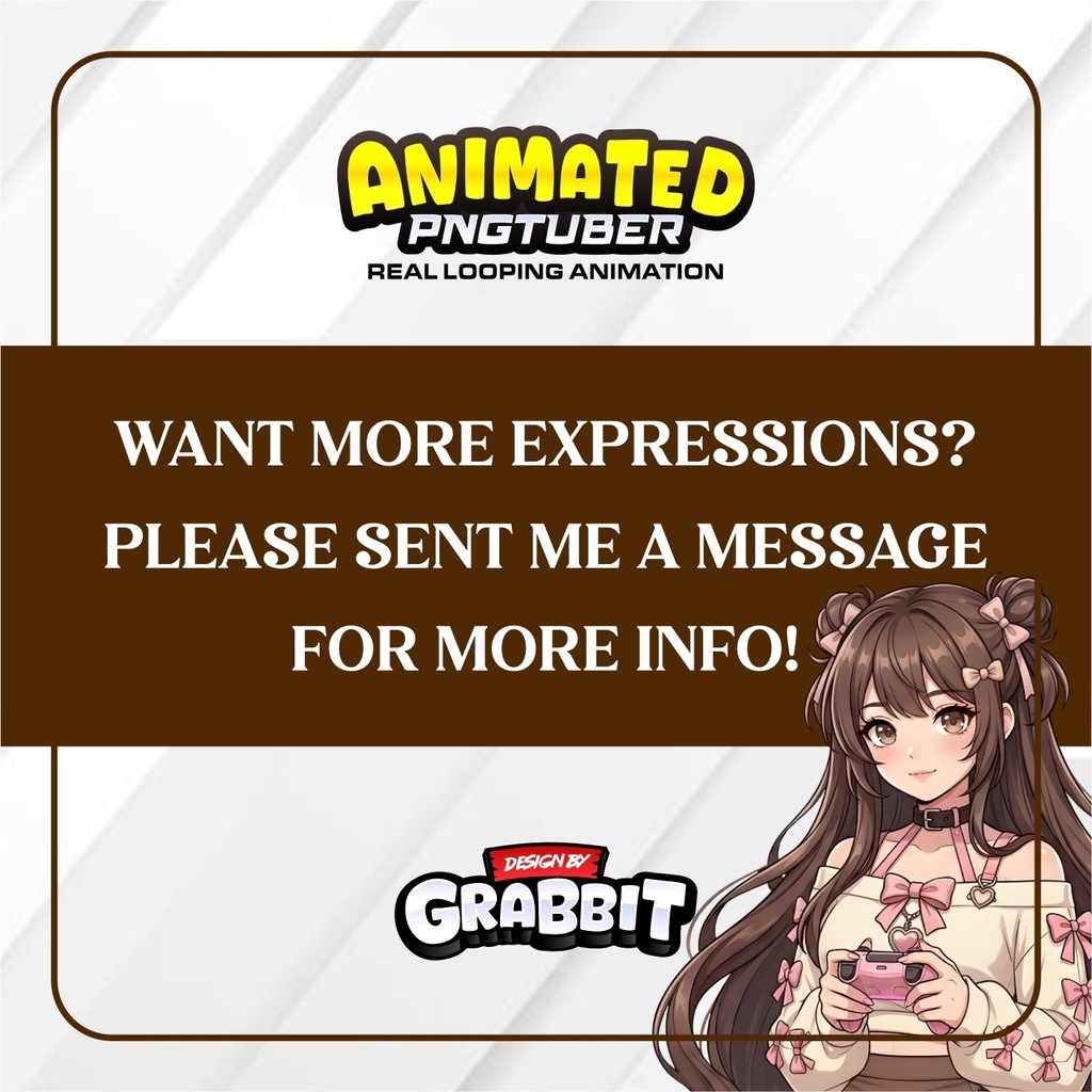 Brown Cozy Gamer Girl PNGTuber | Brown & Pink Aesthetic VTuber Character | Cacao vtuber | Veadotube mini model