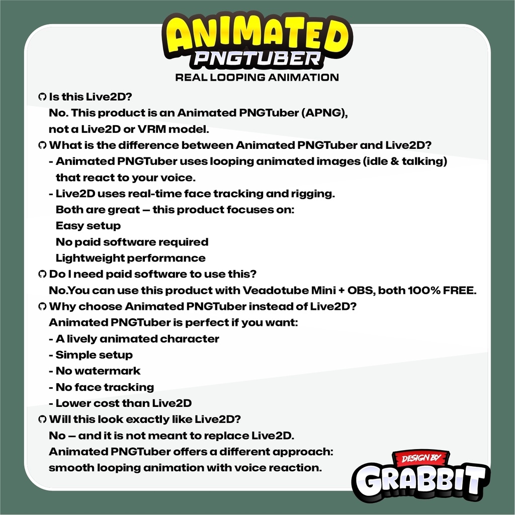 veadotube - Cozy PNGTuber Model, Sage Green Cozy Gamer Vtuber Avatar, Animated PNG (APNG)