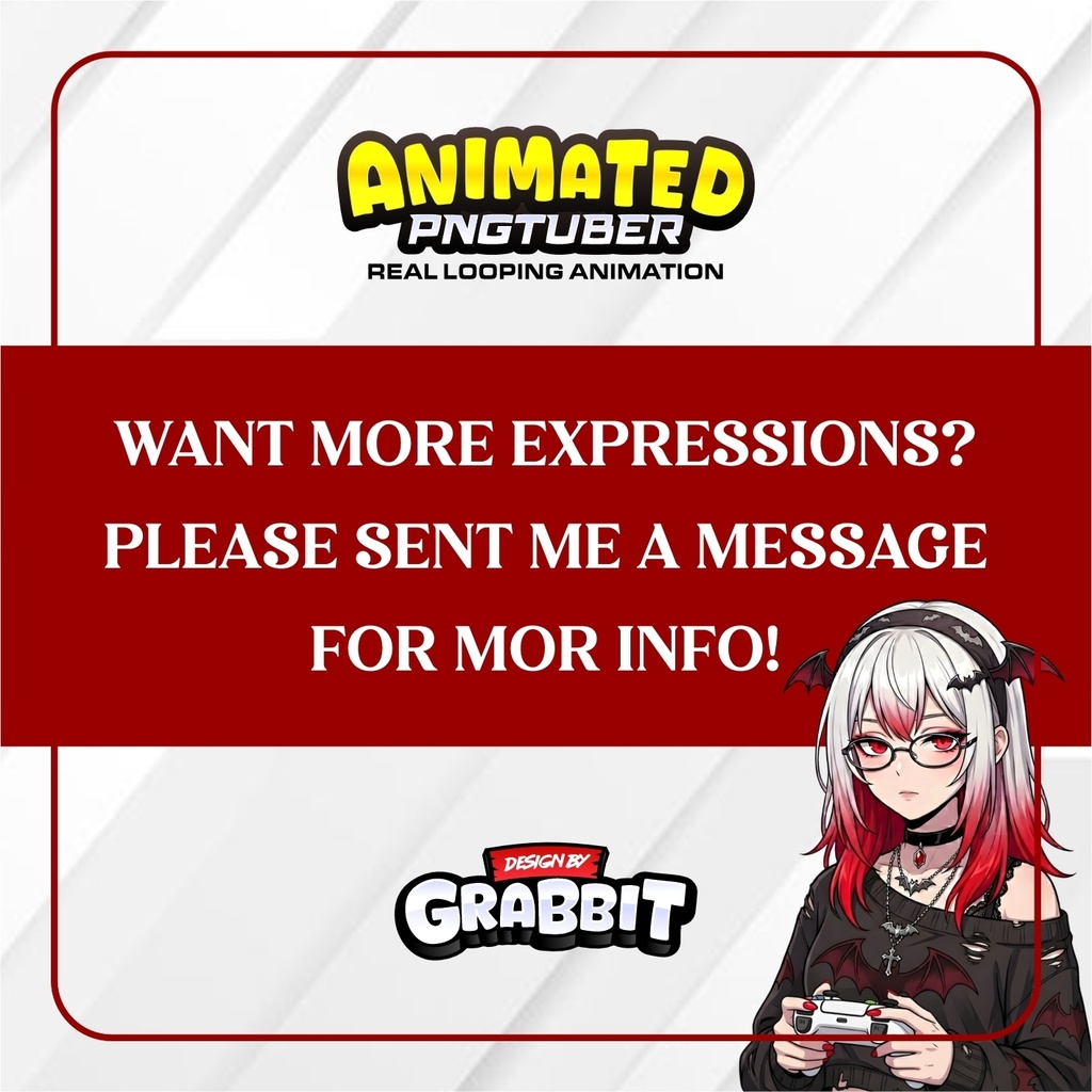 Vampire PNGTuber - Cozy Horror Female Girl VTuber model, Animated Gothic PNGTuber for Veadotube Mini