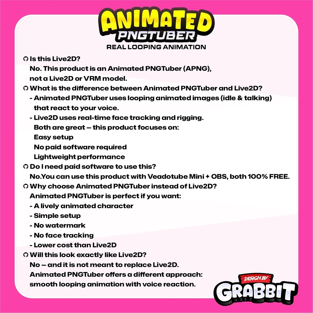 Animated Punk Gamer Girl PNGTuber | Neon Pink Skull Anime Avatar (Veadotube Mini)